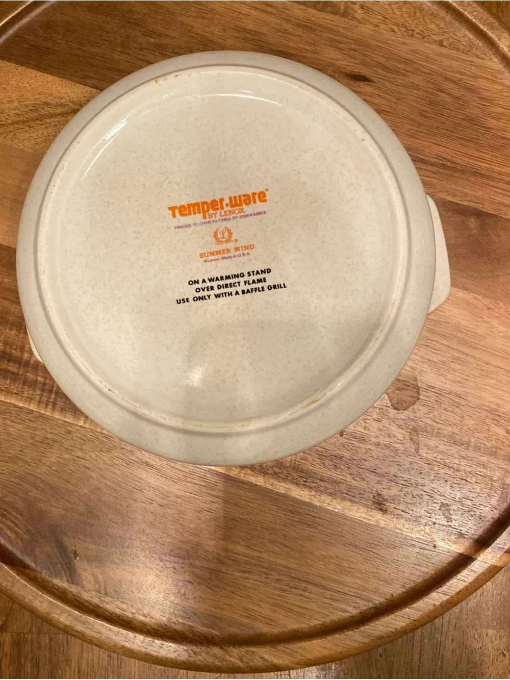 Vintage Lenox Temper-Ware Summer Wind Serving Bowl 7” Round Two Handles No Lid